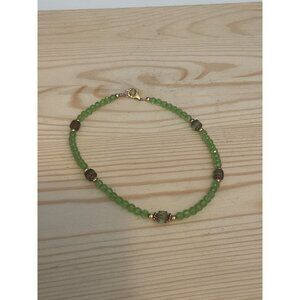 Handcrafted Green & Gold Beaded Anklet